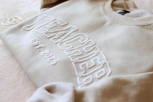 Teacher Personalized Puff Sweatshirt
