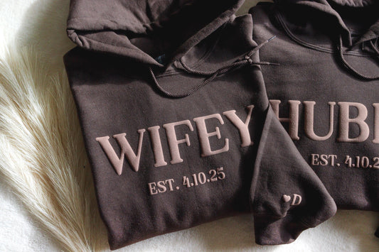 Wifey & Hubby Personalized Puff Sweatshirt