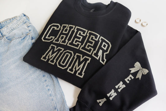 Cheer Mom Personalized Sweatshirt with Glitter