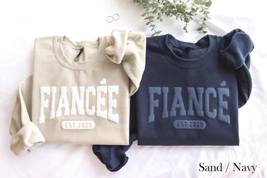 Fiancée & Fiancé Personalized Puff Sweatshirt