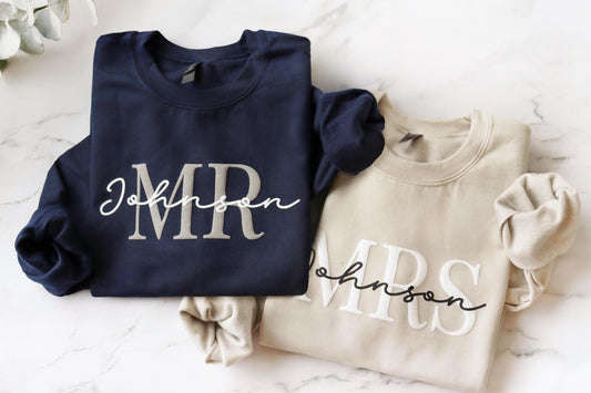 Mr & Mrs Personalized Puff Sweatshirt