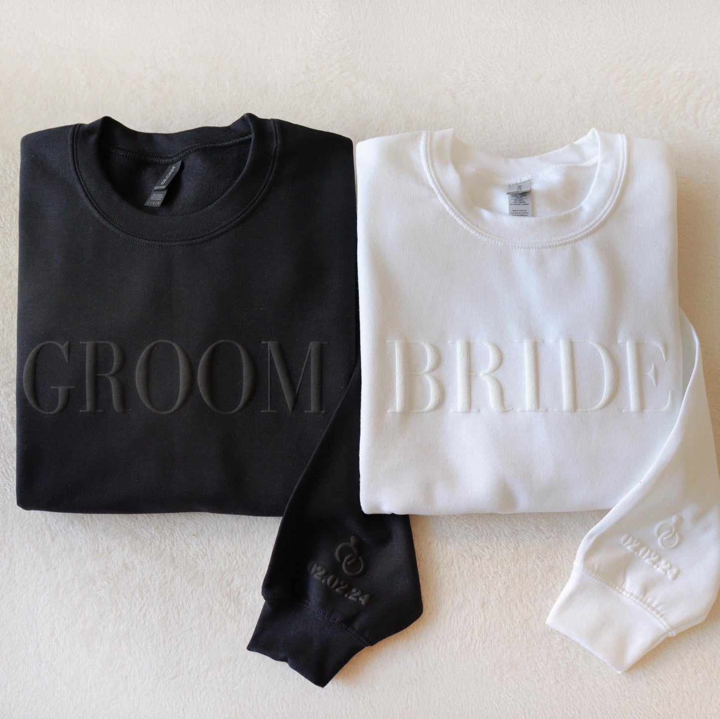Bride & Groom Personalized Puff Sweatshirt