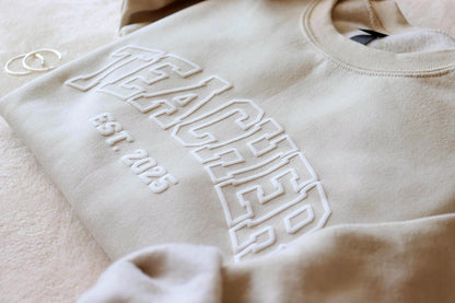 Teacher Personalized Puff Sweatshirt