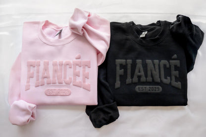 Fiancée & Fiancé Personalized Puff Sweatshirt