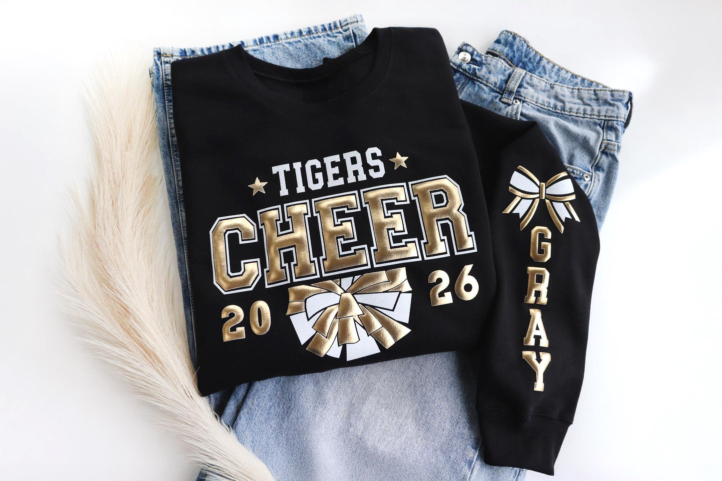 Cheer Sweatshirt Personalized with Glitter and Puff