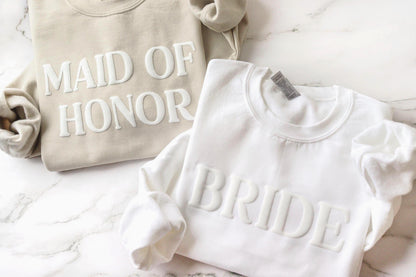Bride Puff Sweatshirt, Maid of Honor Puff Sweatshirt