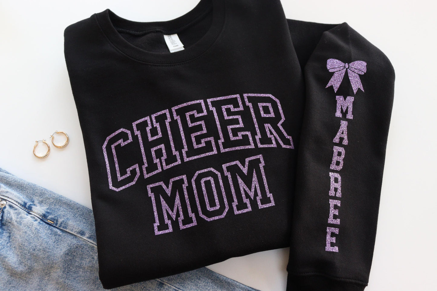 Cheer Mom Personalized Sweatshirt with Glitter