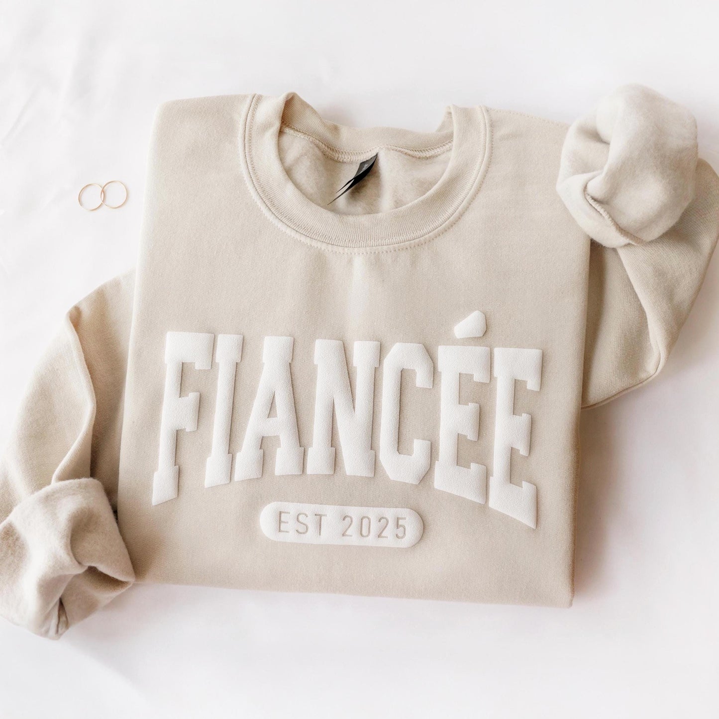 Fiancée & Fiancé Personalized Puff Sweatshirt