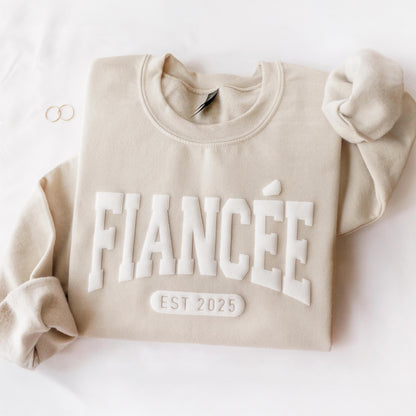 Fiancée & Fiancé Personalized Puff Sweatshirt