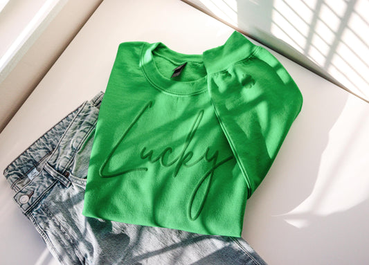 Lucky Puff Sweatshirt, 3D Sweatshirt, Puff Sweatshirt, St Patrick's Day Sweatshirt, Shamrock Sweatshirt, Gift for St Patrick's Day
