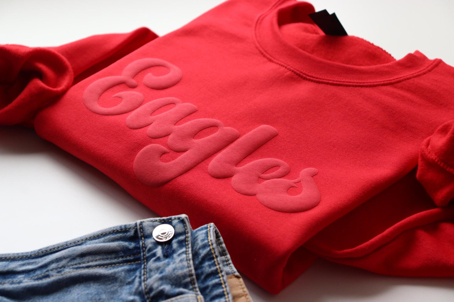 Custom Team Name Puff Crewneck Sweatshirt