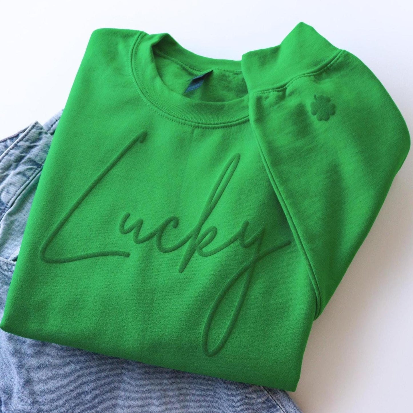 Lucky Puff Sweatshirt, 3D Sweatshirt, Puff Sweatshirt, St Patrick's Day Sweatshirt, Shamrock Sweatshirt, Gift for St Patrick's Day
