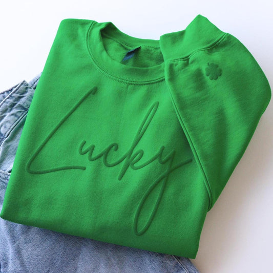 Lucky Puff Sweatshirt, 3D Sweatshirt, Puff Sweatshirt, St Patrick's Day Sweatshirt, Shamrock Sweatshirt, Gift for St Patrick's Day