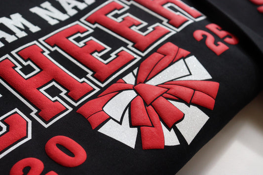 Cheer Personalized Puff Sweatshirt with Glitter