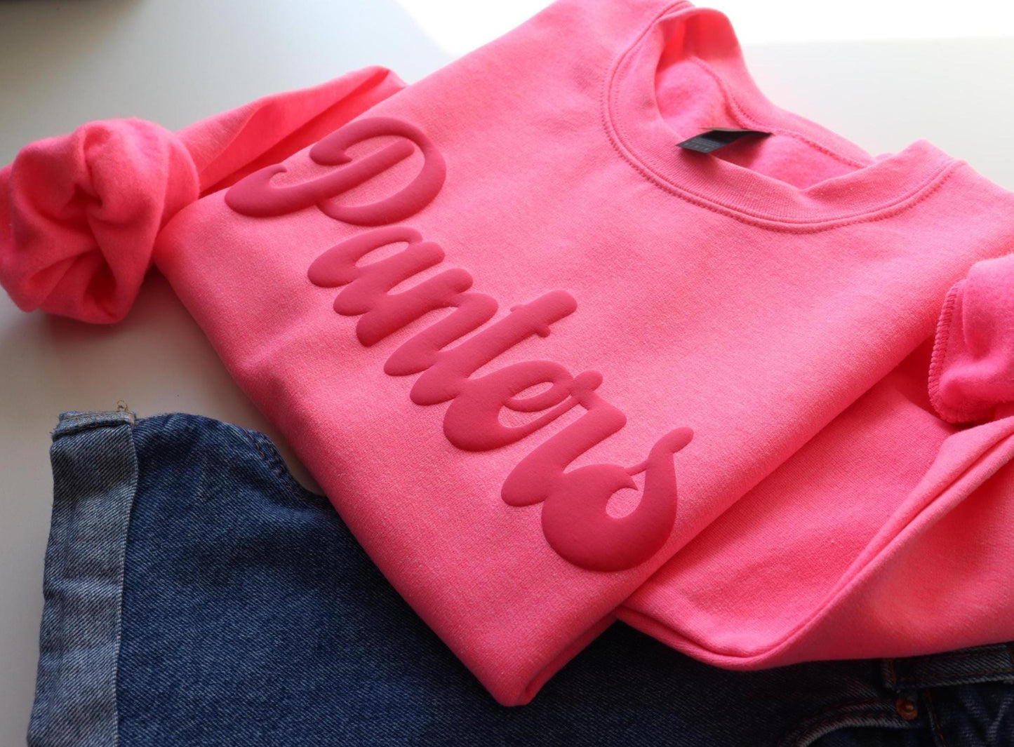 Custom Team Name Puff Crewneck Sweatshirt