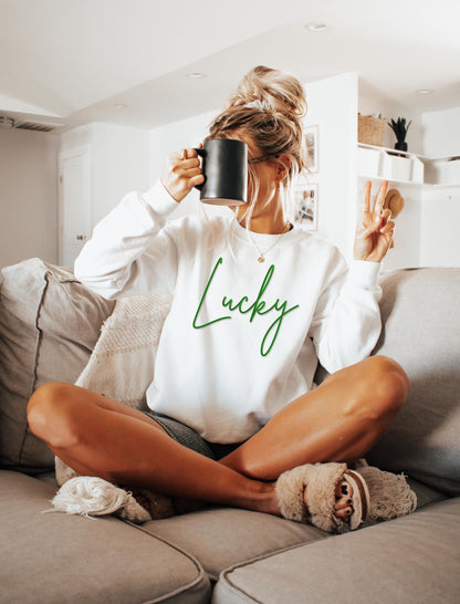 Lucky Puff Sweatshirt, 3D Sweatshirt, Puff Sweatshirt, St Patrick's Day Sweatshirt, Shamrock Sweatshirt, Gift for St Patrick's Day
