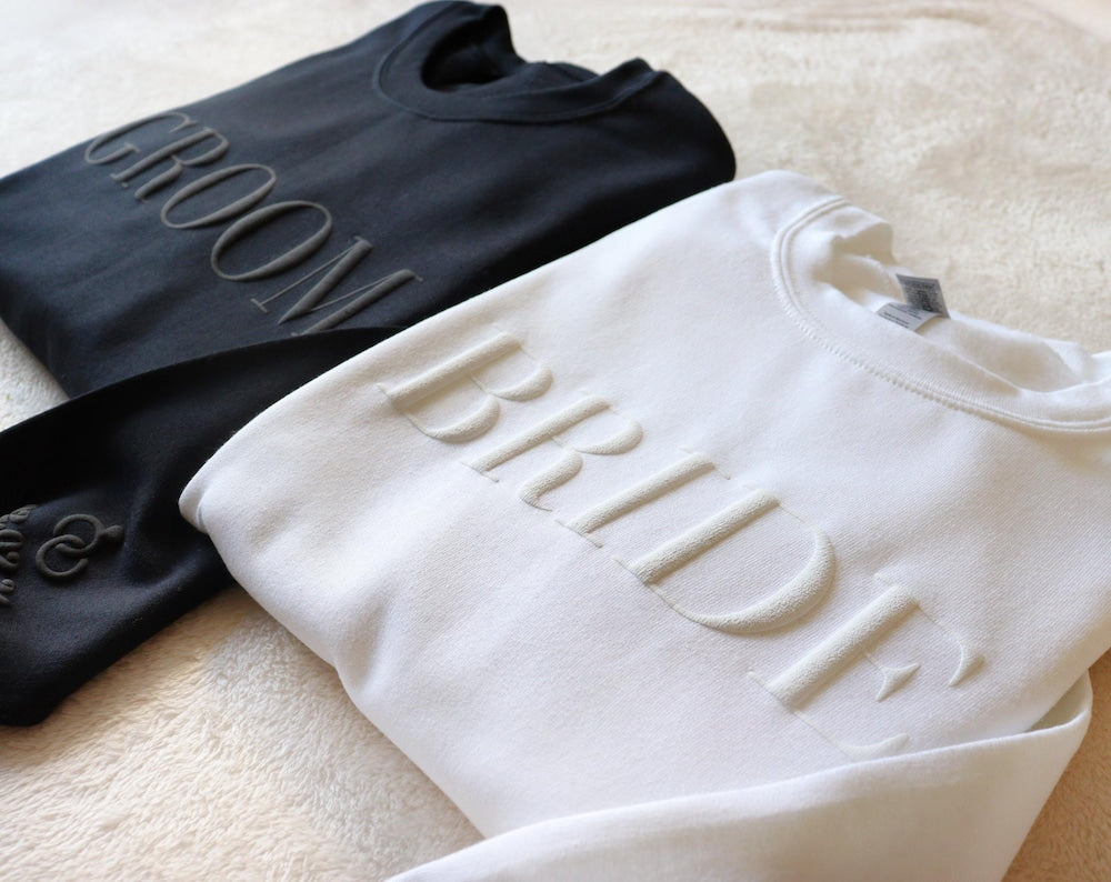 Bride & Groom Personalized Puff Sweatshirt